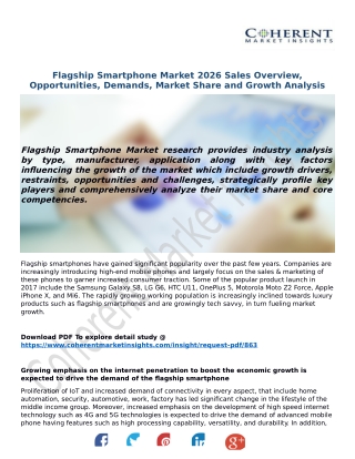 Flagship Smartphone Market 2026 Sales Overview, Opportunities, Demands, Market Share and Growth Analysis