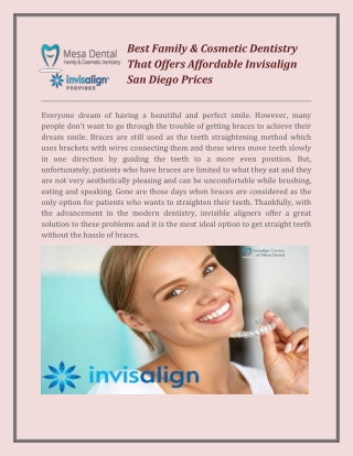 Best Family & Cosmetic Dentistry That Offers Affordable Invisalign San Diego Prices