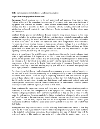 Dental practice refurbishment London considerations
