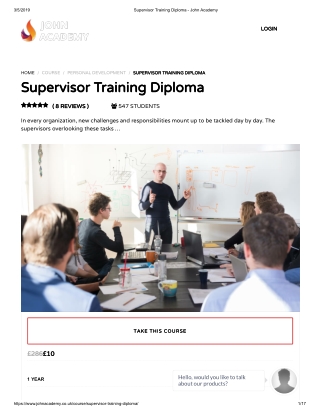 Supervisor Training Diploma - John Academy