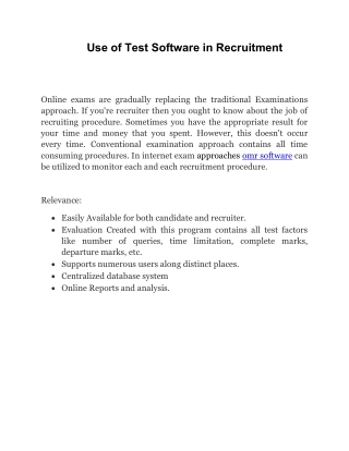 Use of Test Software in Recruitment