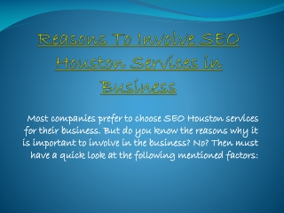 Reasons To Involve SEO Houston Services in Business