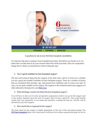 Six questions to ask at your first hair transplant consultation