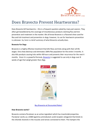 Does Bravecto Prevent Heartworms?