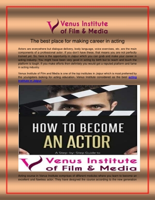 The best place for making career in acting