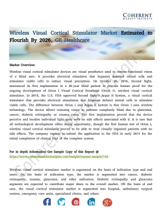 Wireless Visual Cortical Stimulator Market Estimated to Flourish By 2026