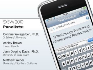 2010 SXSWi Panel: Is Technology Weakening Interpersonal Relationships?
