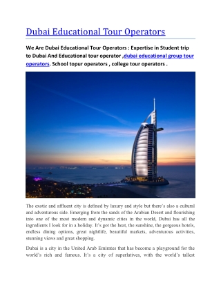 dubai educational tour operators , dubai educational group tour operators , dubai educational tour operator