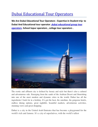 dubai educational tour operators , dubai educational group tour operators , dubai educational tour operator