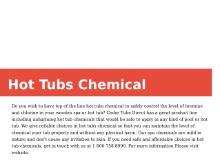 Hot Tubs Chemical