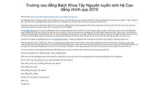 Trường cao đẳng Bách Khoa Tây Nguyên tuyển sinh hệ Cao đẳng chính quy 2019