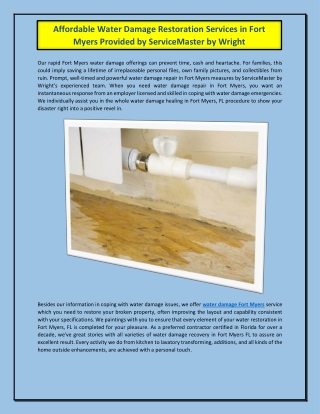 Affordable Water Damage Restoration Services in Fort Myers Provided by ServiceMaster by Wright