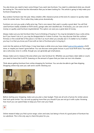 Learn All About Furniture Shoppign Thanks To This Article