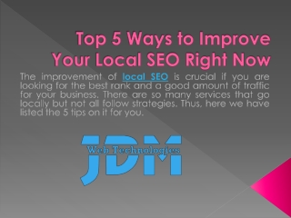 Top 5 Ways to Improve Your Local SEO Right Now
