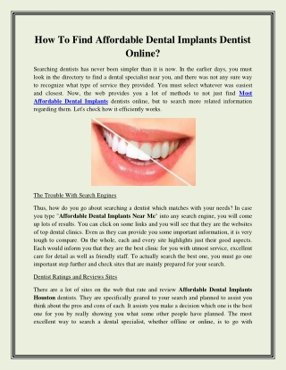 How To Find Affordable Dental Implants Dentist Online