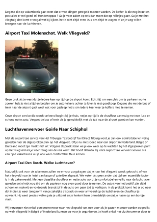 Op Reis Met Airport Taxi Biest-houtakker