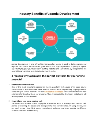 Industry benefits of Joomla Website Development in India