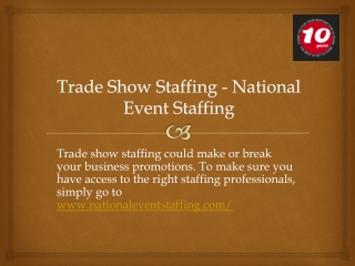 Trade Show Staffing - National Event Staffing