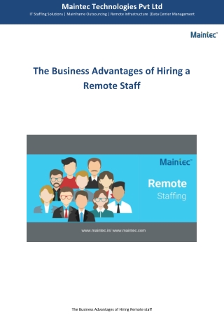 The Business Advantages of Hiring a Remote Staff
