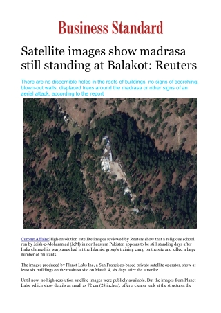 Satellite images show madrasa still standing at Balakot: Reuters