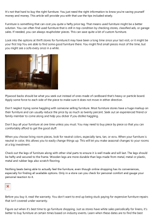 Learn All About Furniture Shoppign Thanks To This Article