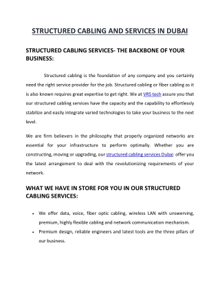 Structured Cabling Installation and Solutions in Dubai - Structured Cabling