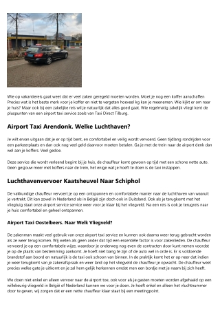 Reizen Met Airport Taxi Haaren