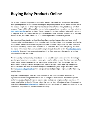 Buying Baby Products Online