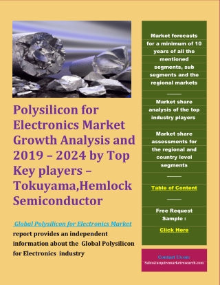 Polysilicon for Electronics Market Growth Analysis and 2019 – 2024 by Top Key players – Tokuyama,Hemlock Semiconductor
