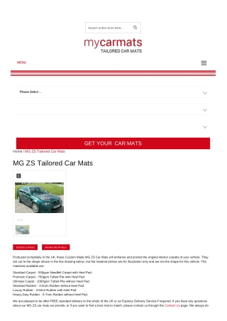 Tailored MG ZS Car Mats – Custom Car Mats | Rubber Car Mats