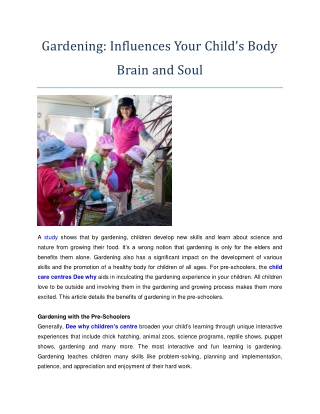 Gardening: Influences Your Child’s Body Brain and Soul