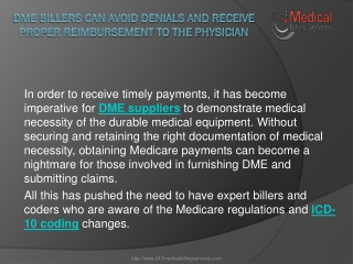 DME Billers Can Avoid Denials And Receive Proper Reimbursement To The Physician