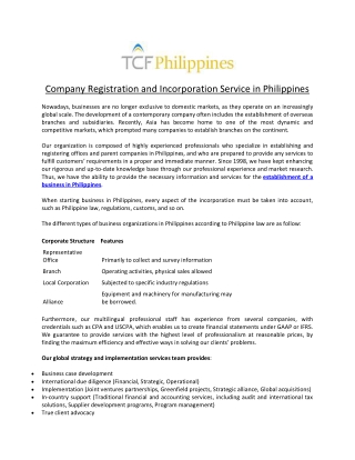 Company Registration and Incorporation Service in Philippines