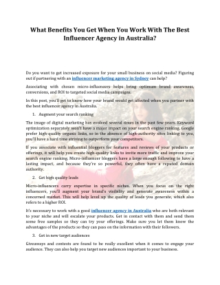 What Benefits You Get When You Work With The Best Influencer Agency in Australia?