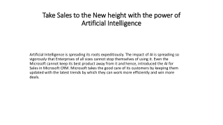 Microsoft Dynamics CRM Development For Sales