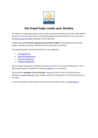 Om Dayal helps create your Destiny