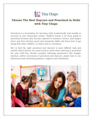 Choose The Best Daycare and Preschool in Delhi with Tiny Chaps