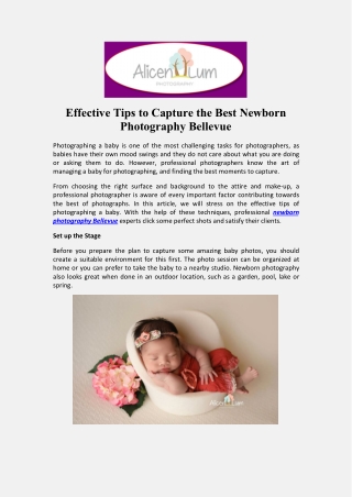 Effective Tips to Capture the Best Newborn Photography Bellevue