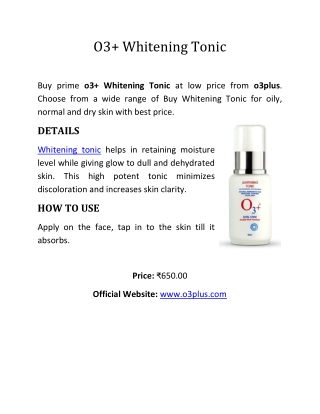 o3 Whitening Tonic