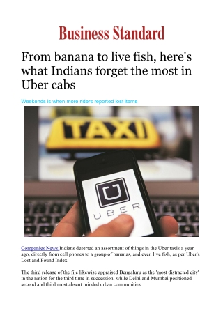 From banana to live fish, here's what Indians forget the most in Uber cabs
