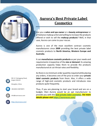 Aurora’s Best Private Label Cosmetics