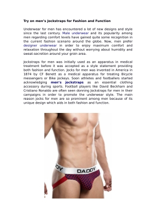 Try on men’s Jockstraps for Fashion and Function