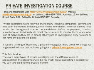 private investigation course