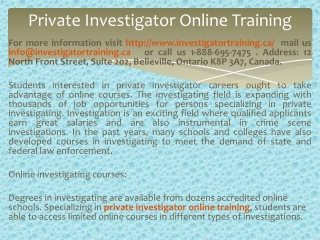 private investigator online training