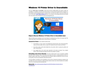 Windows 10 Printer Driver Is Unavailable