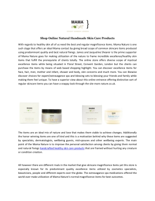 Shop Online Natural Handmade Skin Care Products