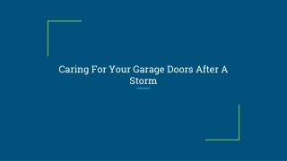 Caring For Your Garage Doors After A Storm