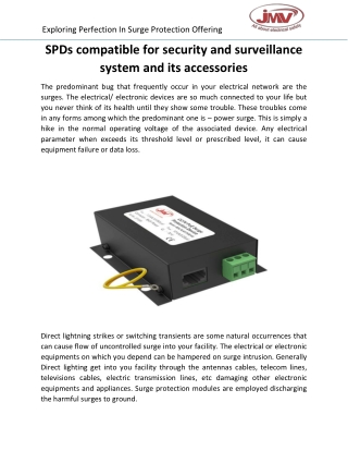 SPDs compatible for security and surveillance system and its accessories