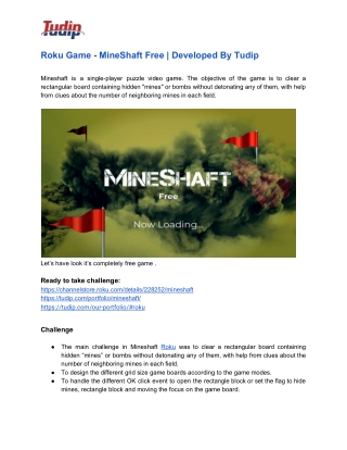 Roku Game - MineShaft Free | Developed By Tudip