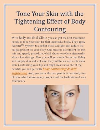 Tone Your Skin with the Tightening Effect of Body Contouring